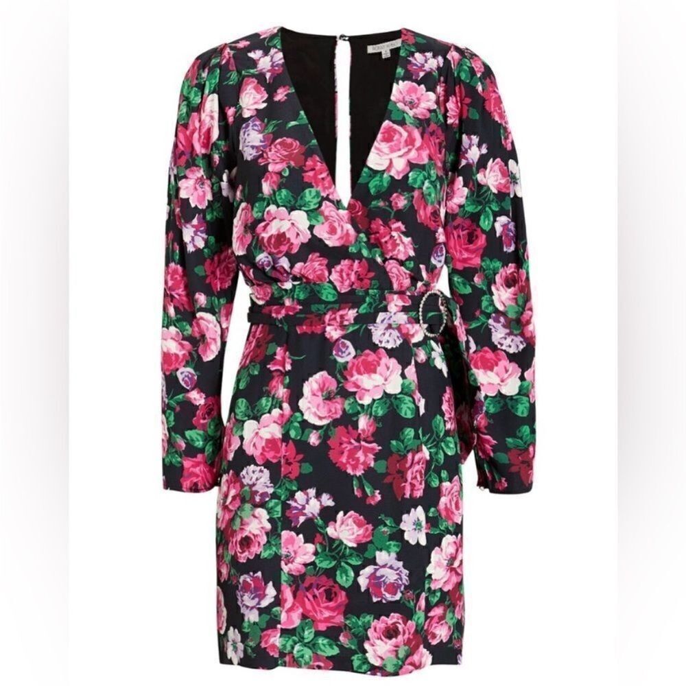 Ronny Kobo Floral Wrap Dress - Pink and Green, M